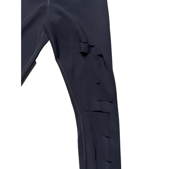 Alo Leggings Womens Small Black High Waist Ripped Moto Yoga Pants Activewear Gym - Picture 5 of 7